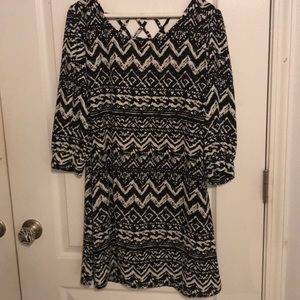 black and white semi formal long sleeve dress